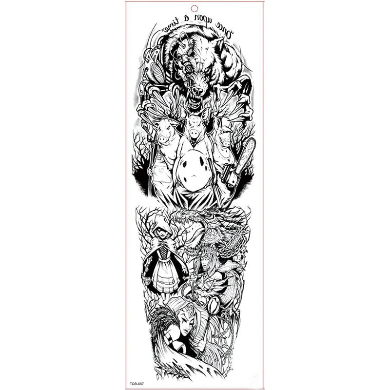 Large Arm Sleeve Tattoo Waterproof Temporary Tattoo Sticker Clock Rose Full Flower Tatoo Body Art Tattoo Girl