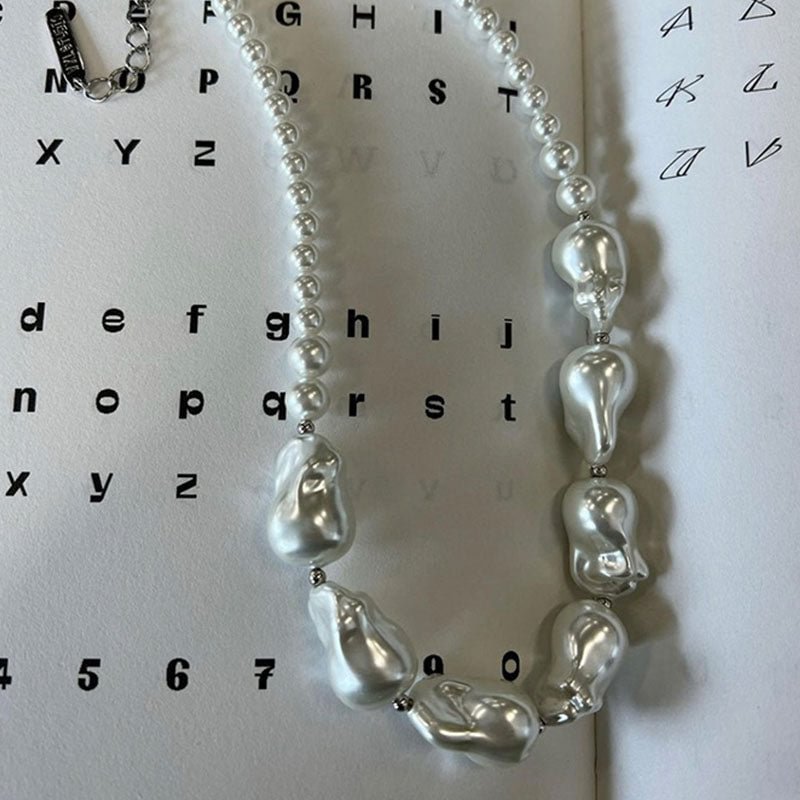 God's fingerprints baroque shaped pearl necklace | Irregular size pearl sweater collarbone chain