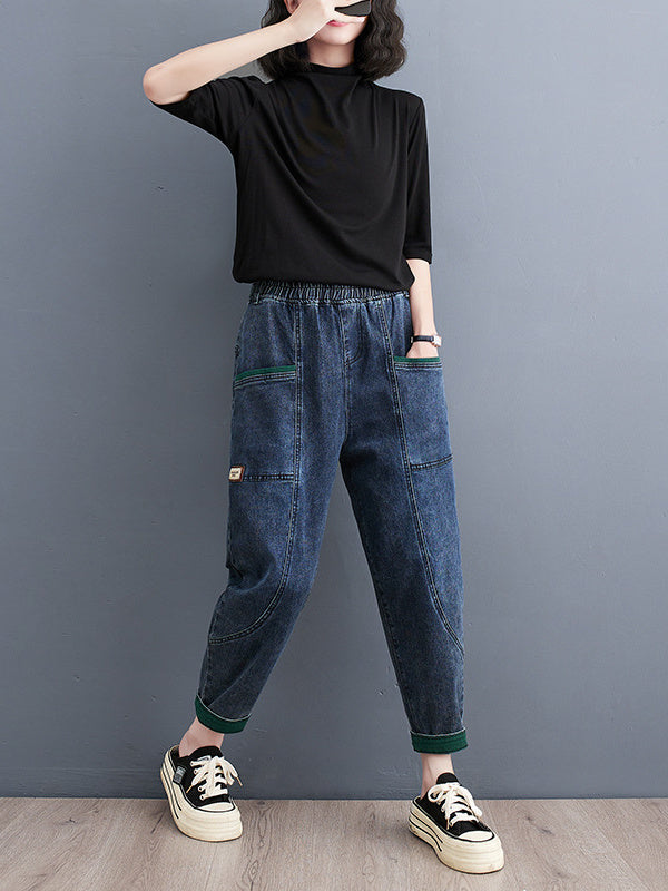 Women Half Sleeve V-neck Solid Color Dress