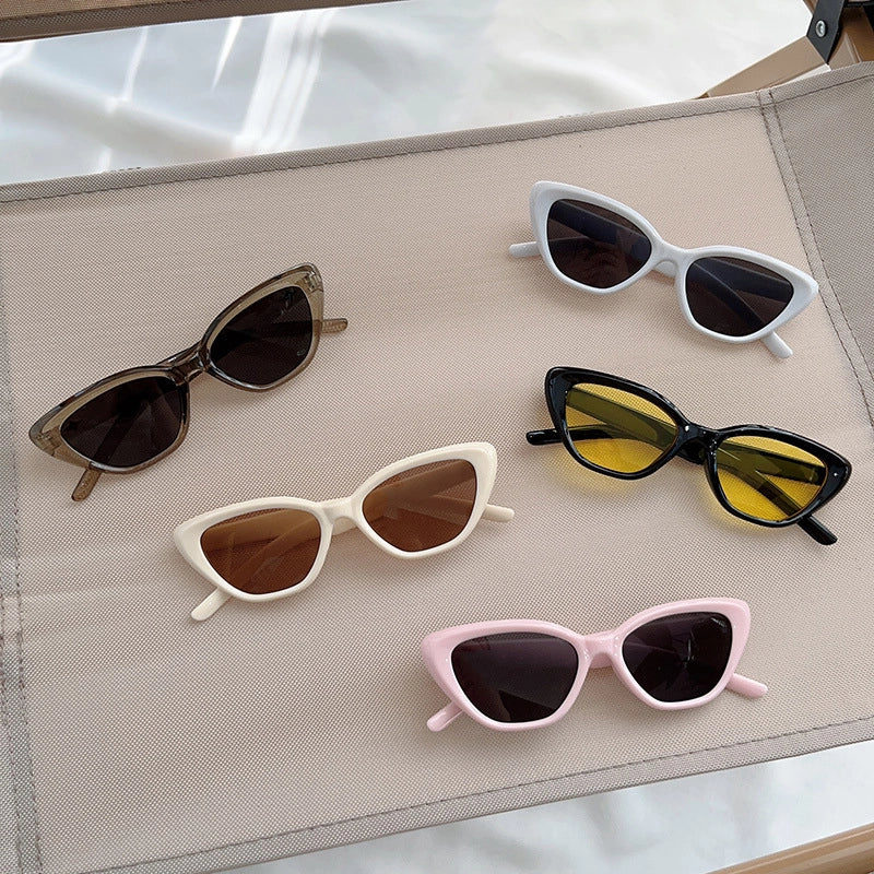Minimalist Classic Style Solid Color Acrylic Cat Eye Full Frame Kids Sunglasses