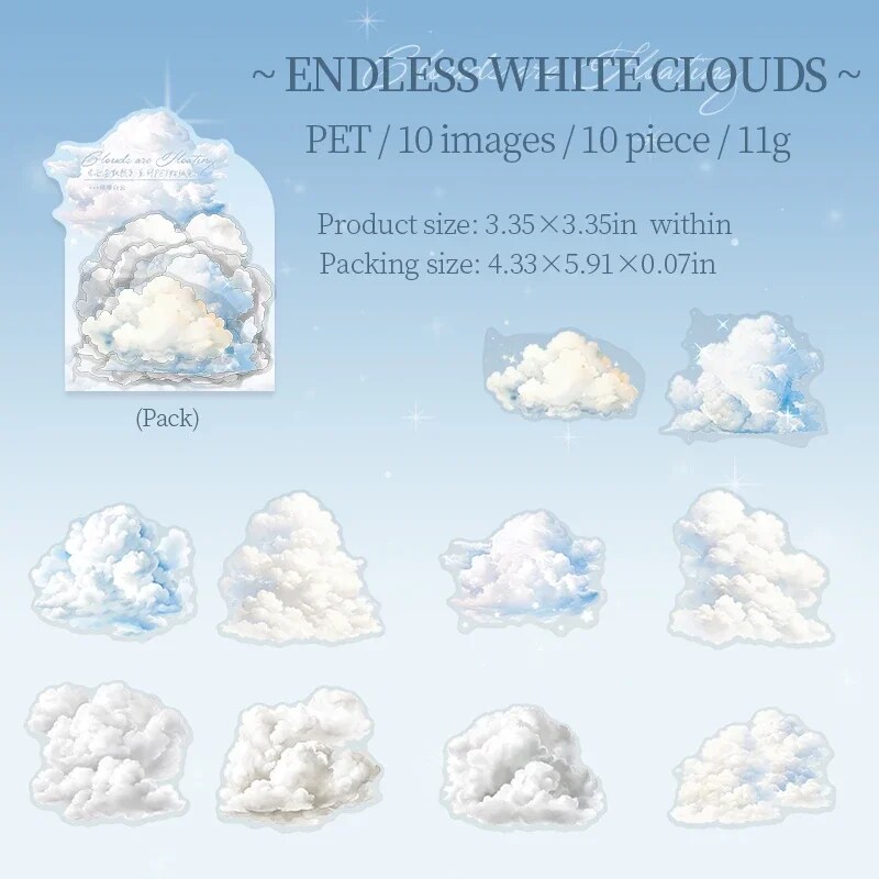 Journalsay The Clouds Are Floating Series Kawaii Cloud Landscaping PET Sticker