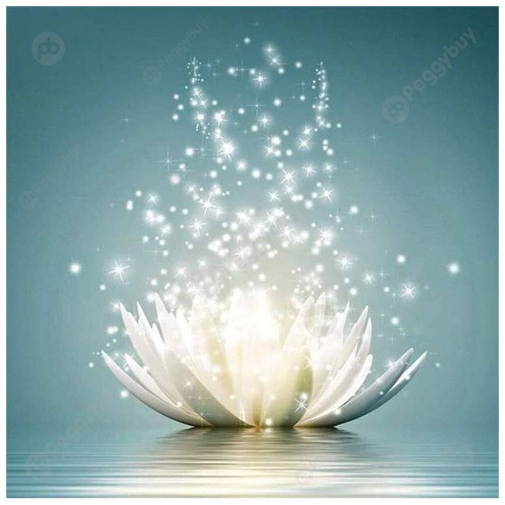 

35*35CM Round Drill Diamond Painting-Bloom Lotus, 501 Original