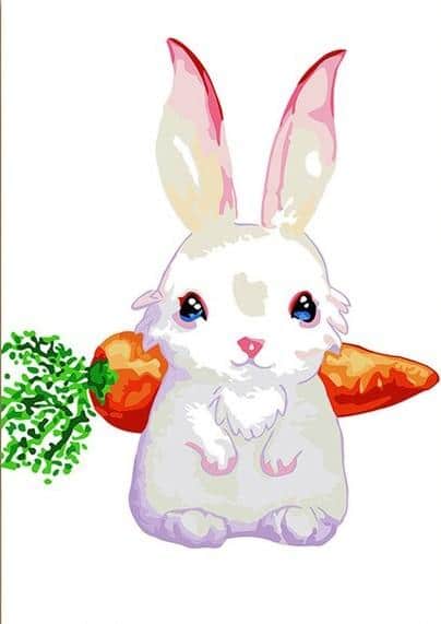 

Rabbit whit Carrot – Paint By Numbers - 40*50CM, 501 Original