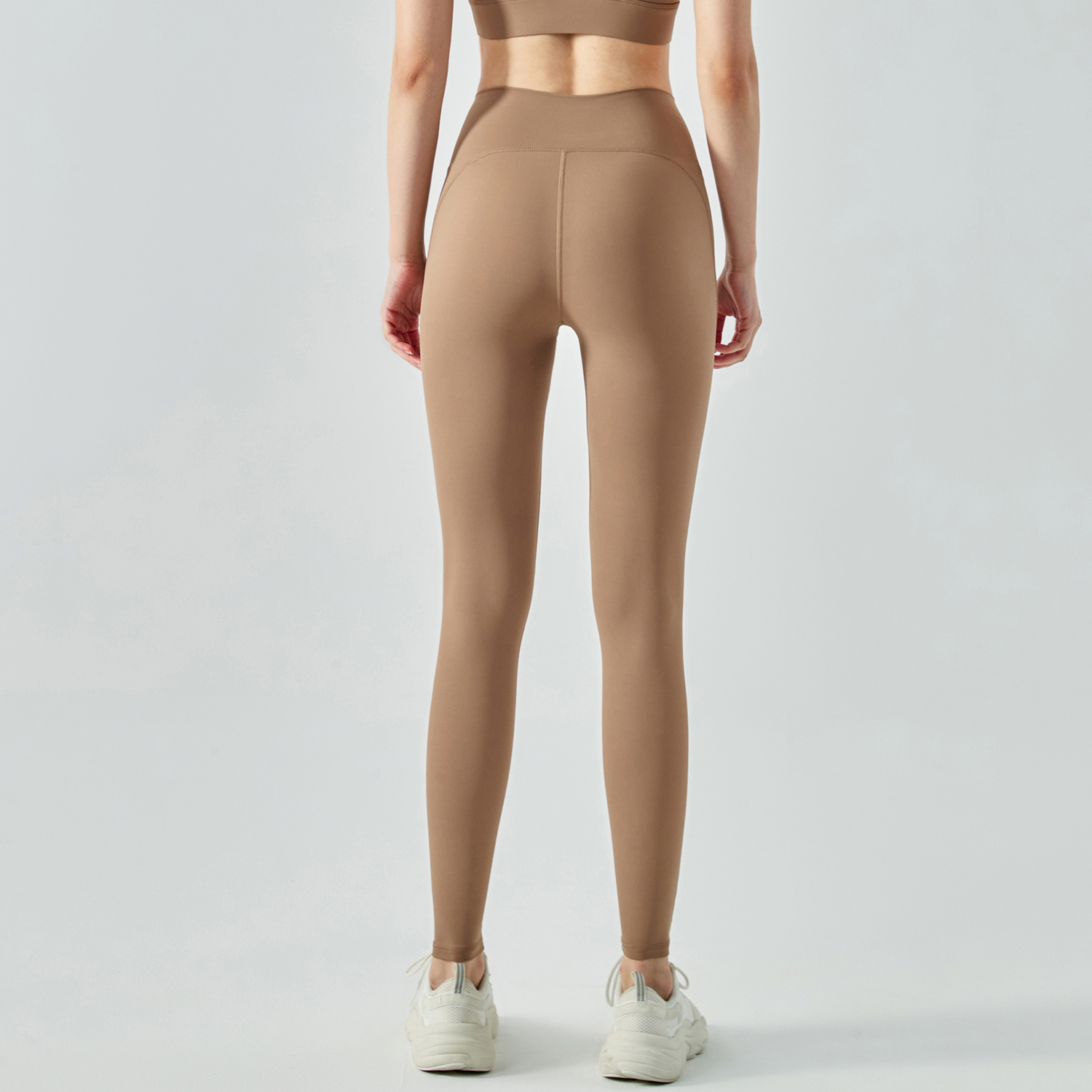 Buy different colors and types of anti-roll widened high waist butt lifting sustainable sports yoga leggings on Hergymclothing Cocoa