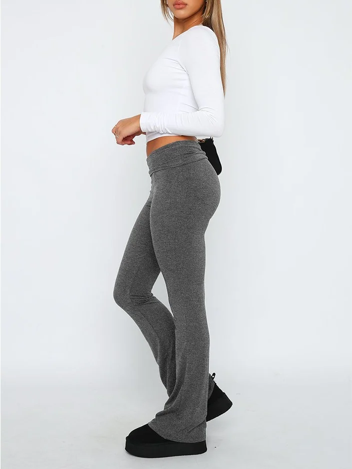 Nigikala Nigikala New Casual Wind Low-Rise Horn Pants Fashion Thin Solid Pants Set Women