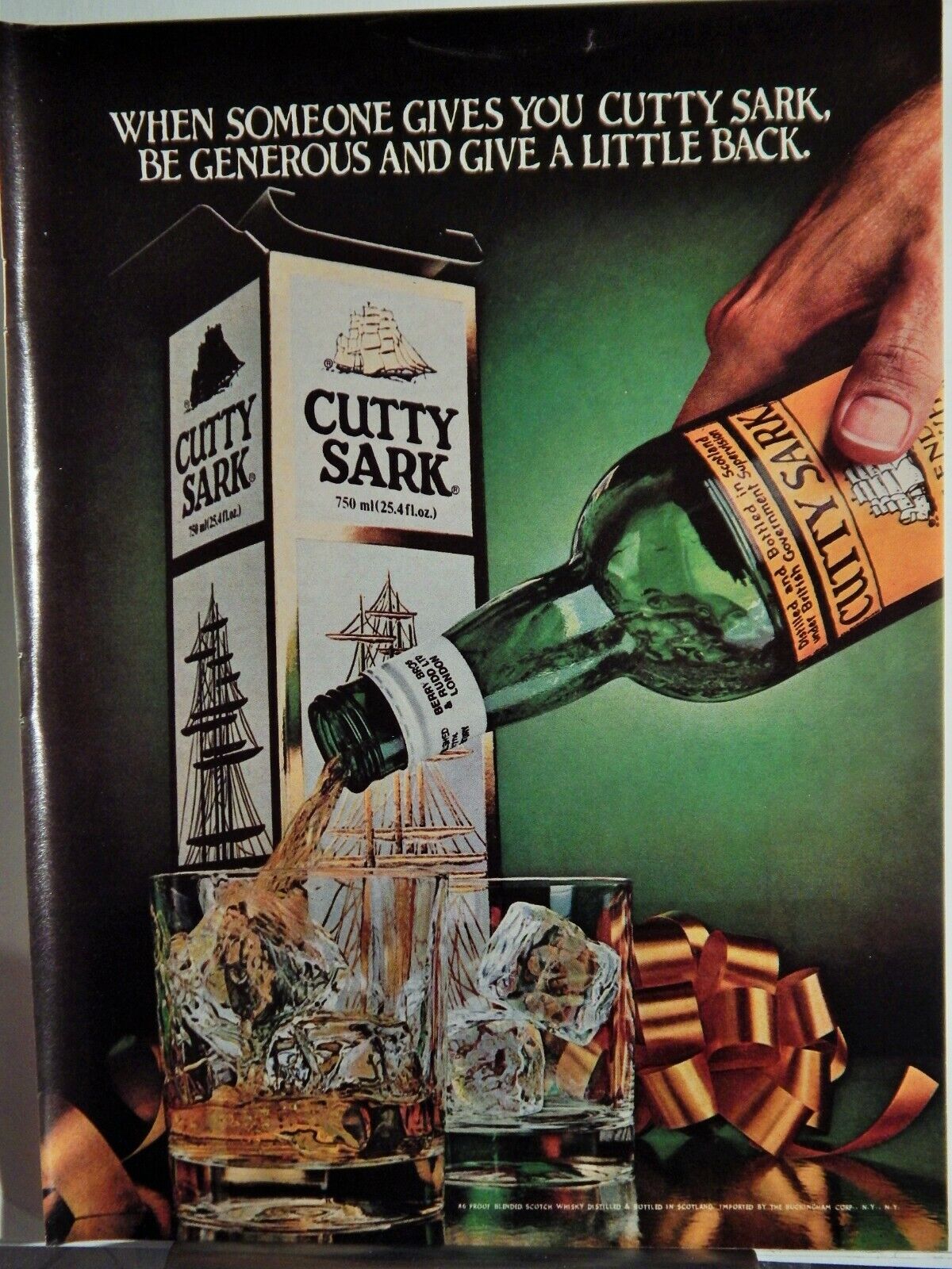 CUTTY SARK SCOTCH WHISKY ORIG VTG 1980 Photo Poster painting AD,