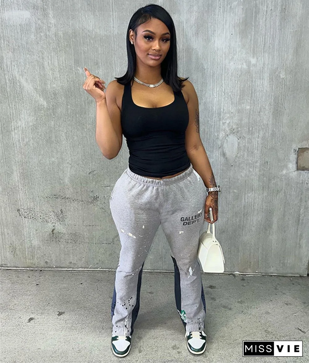 Loose Fitting High Waist Graffiti-print Lounge Pants