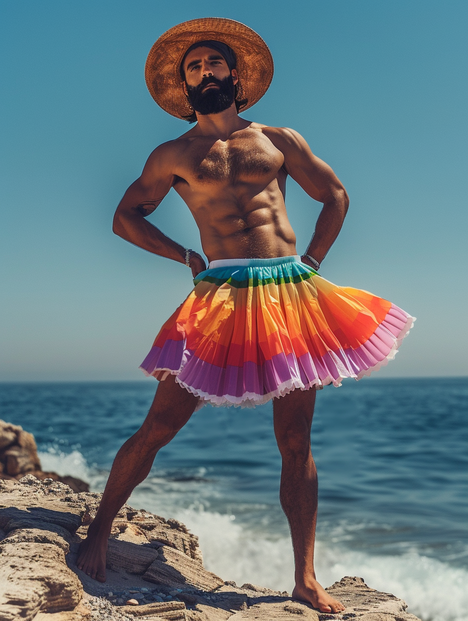 Men's Rainbow Printed Fashion Skirt
