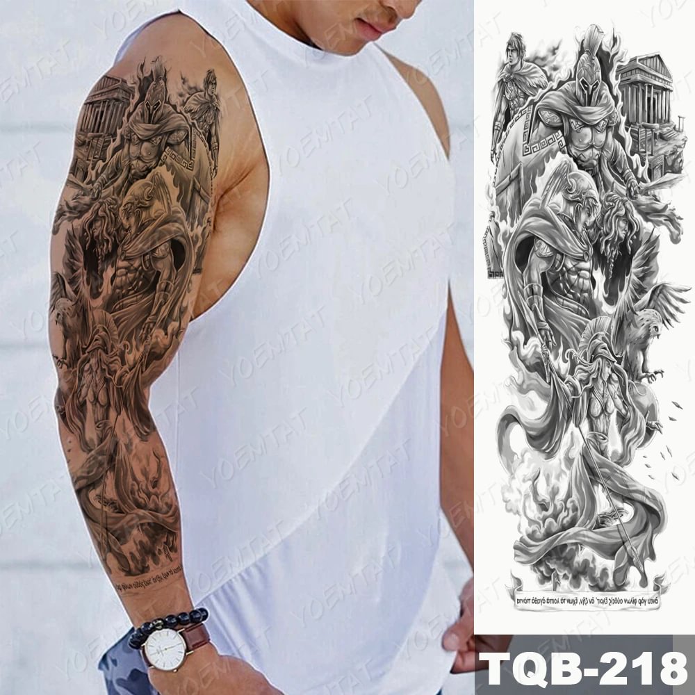 Sdrawing Arm Sleeve Tattoo Tiger Palm Lighthouse Waterproof Temporary Tatto Sticker Compass Beach Body Art Full Fake Tatoo Men