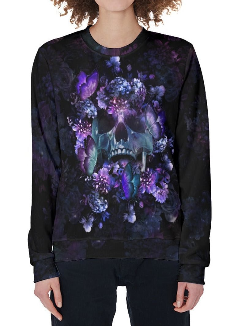 Floral Butterfly Skull Women's Sweatshirt