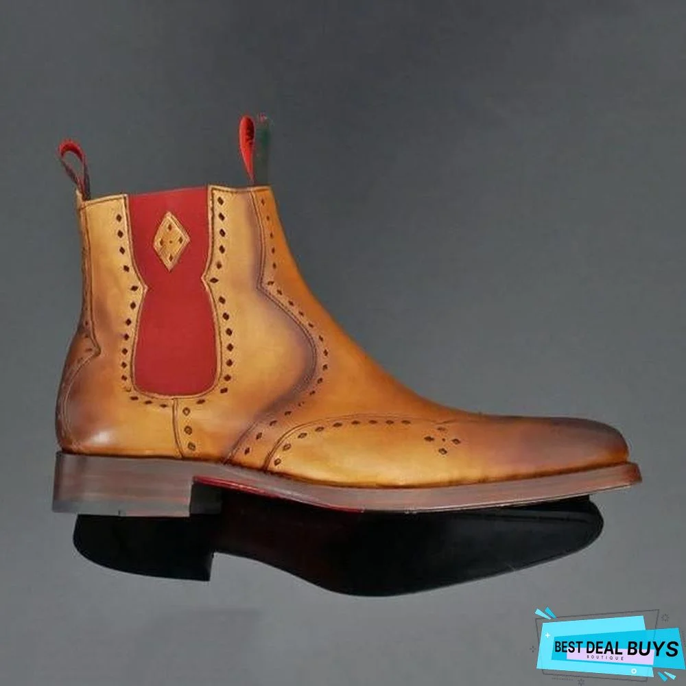 Men's Carved Colorful Gentlemen Elegant Chelsea Boots
