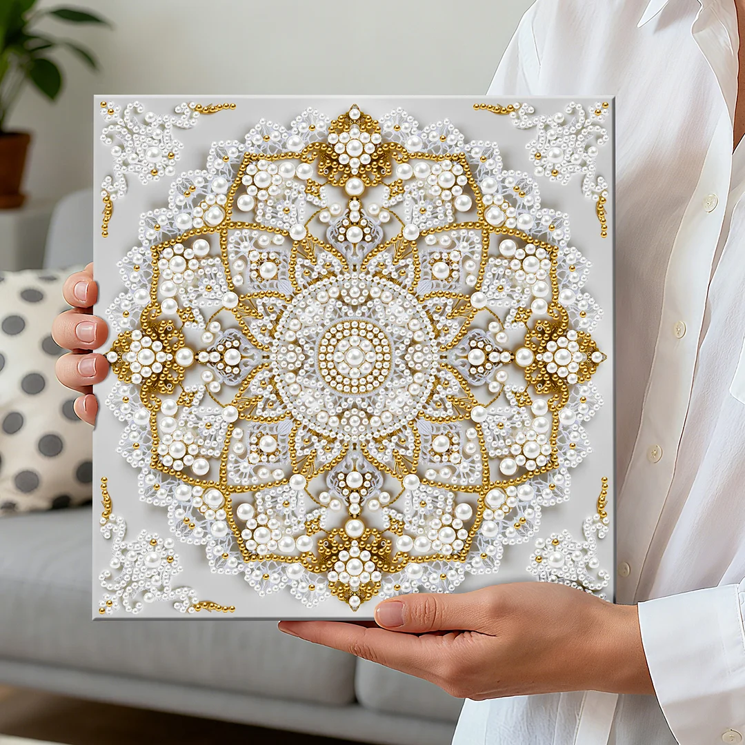 Mandala DIY Pearl Diamond Art Kit for Adults Home Decor 25x25cm With Frame