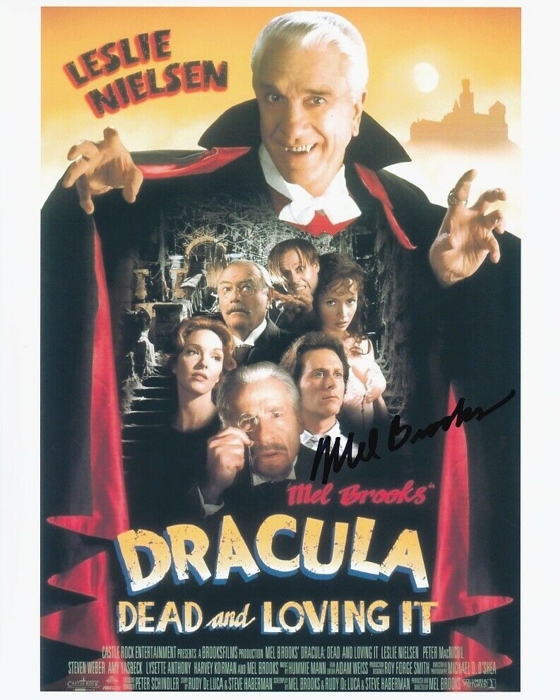 MEL BROOKS signed DRACULA DEAD & LOVING IT color 8x10 w/ coa FUNNY MINI-POSTER