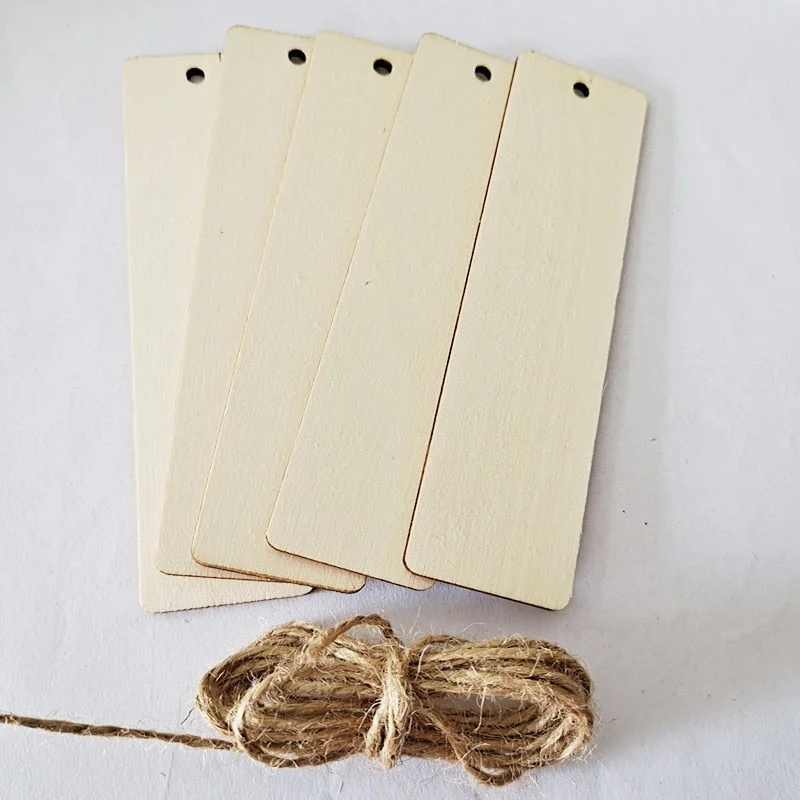 10pcs Unfinished Wood Tag Wooden Gift Tags with Jute Ropes Natural Rustic Wood Craft Labels for Home DIY Supplies Wedding Decor