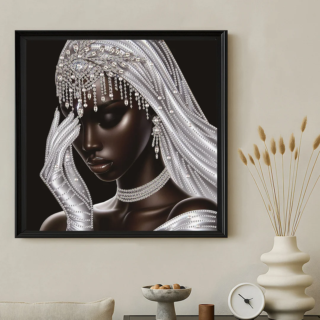 Diamond Painting - Partial Special Shaped Drill - Silver Veil Bride(Canvas|30x30cm)