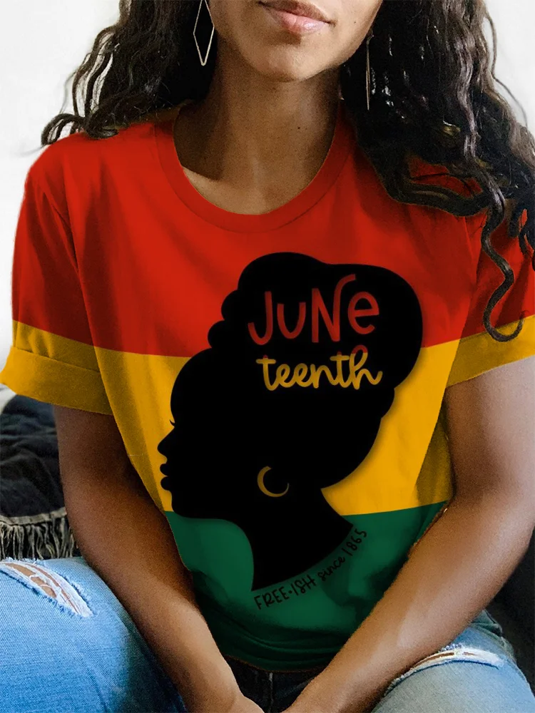 Juneteenth Black Woman Colorblock Art T Shirt