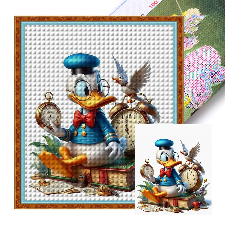 【Huacan Brand】Disney Donald Duck 18CT Stamped Cross Stitch 40*45CM