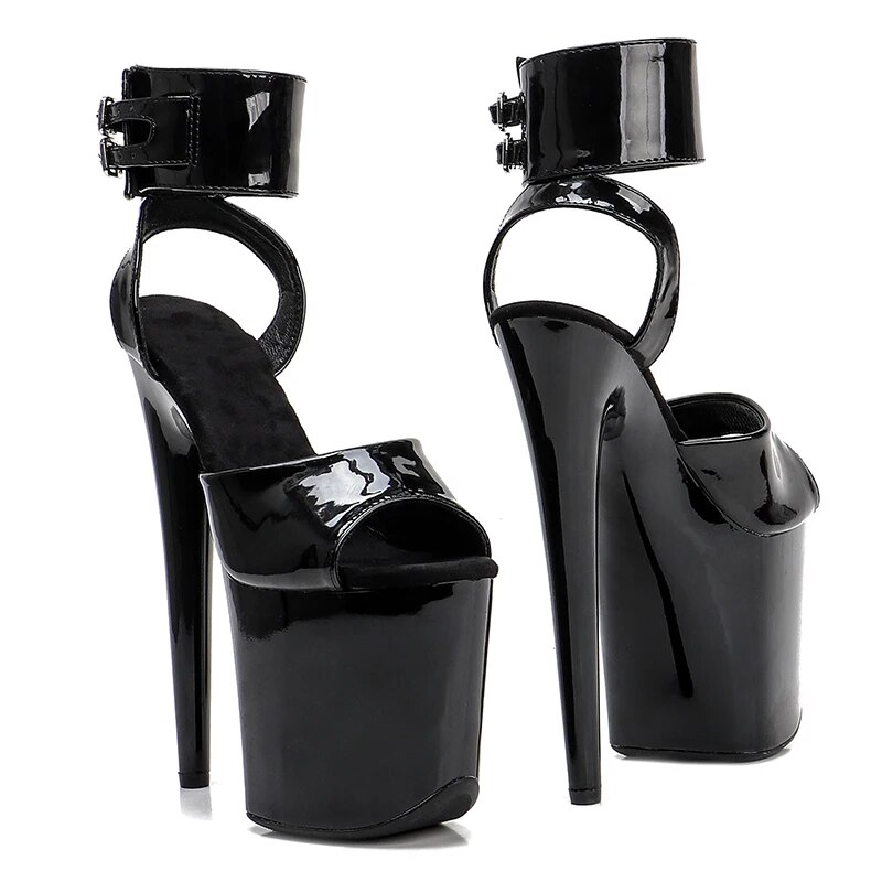 TAAFO 20cm/ 8inches Patent PU Upper Platform High Heel Sandals Pole Dance Shoes