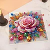 (Pre-Framed)Rose Flower -Special Shape Diamond Painting Kit(25x25cm)