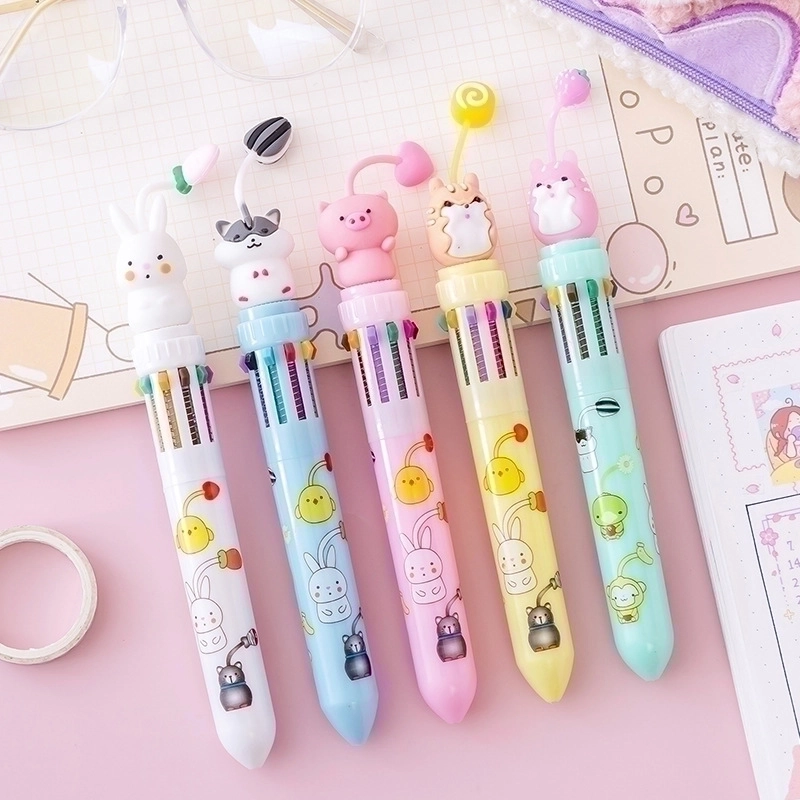 Creative Cute Ten-color Color Students Learn Ballpoint Pen 1pcs