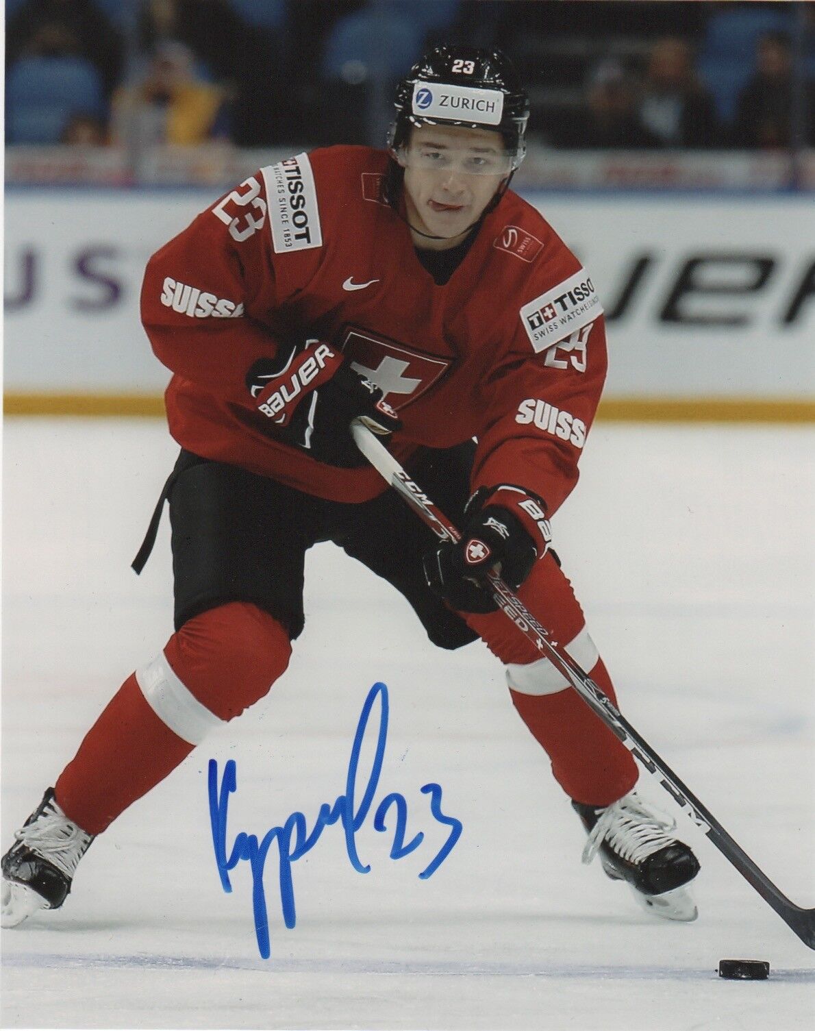 Switzerland Philipp Kurashev Signed Autographed 8x10 NHL Photo Poster painting COA #11