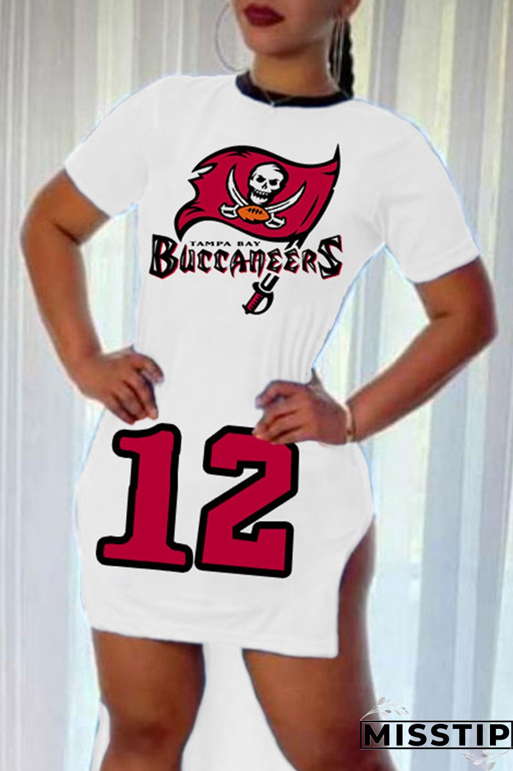 Milky Casual Print Patchwork Slit Asymmetrical O Neck Short Sleeve Dress Dresses