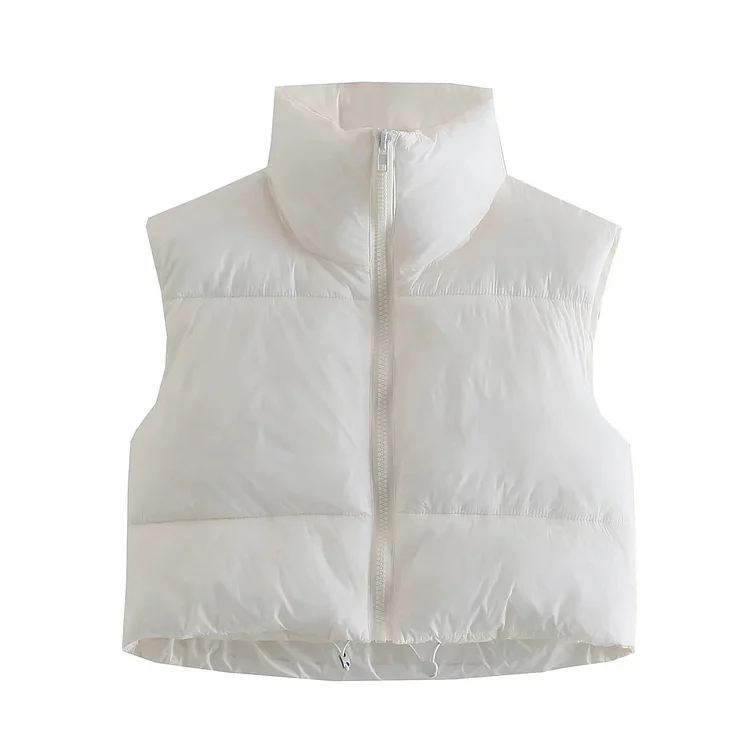 Women's Winter Short Vest Lightweight Sleeveless Warm Outerwear Retro Puffer Vest Padded Coat
