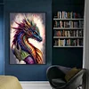 Retro Poster - Dragon Reading A Book-11CT Stamped Cross Stitch 40*60cm(Big Size)