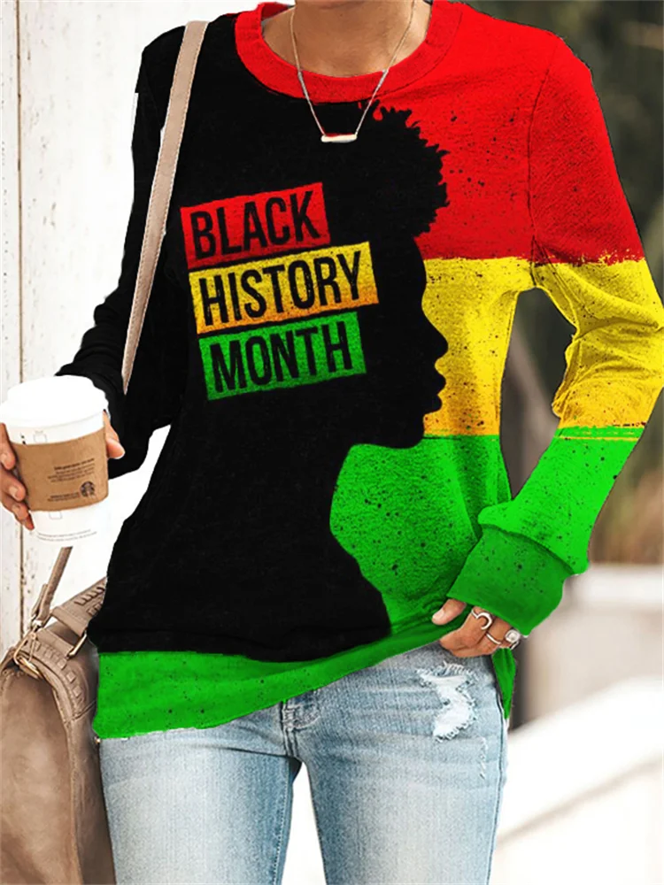 Black History Month Afro Woman Contrast Sweatshirt