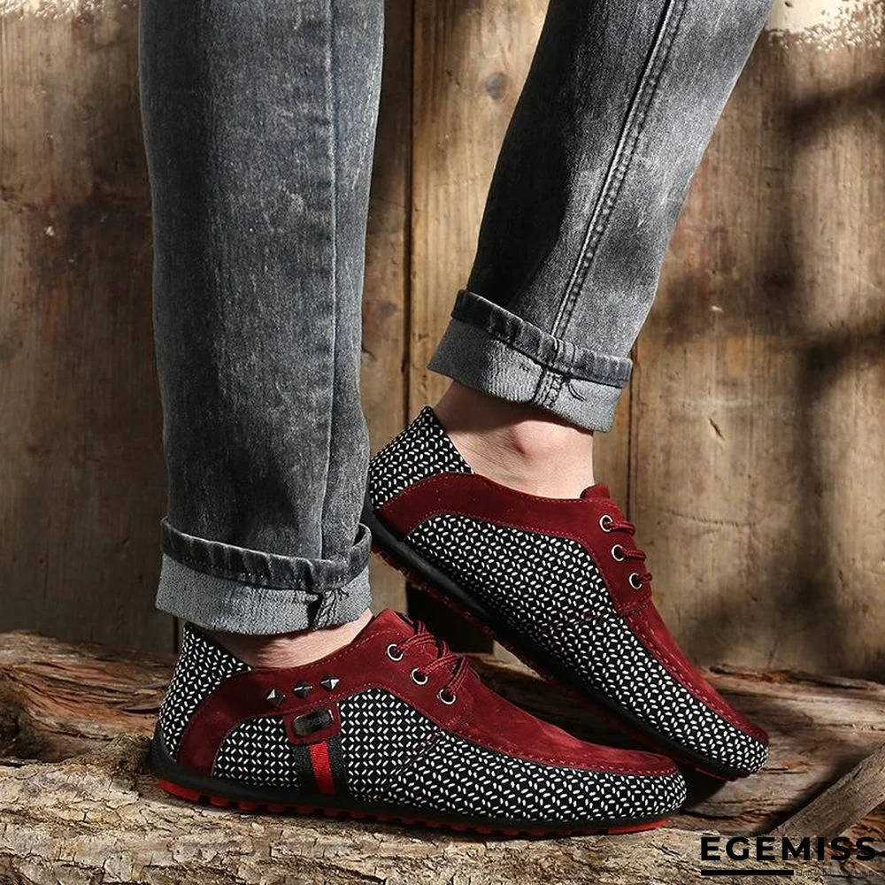 Men's Classic Lace Up Loafers Shoes Breathable Moccasins Shoes | EGEMISS
