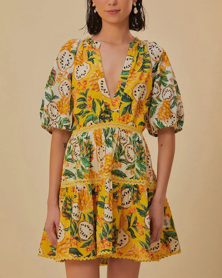 Women's Fashionable Loose Printed Short Sleeve Mini Dress