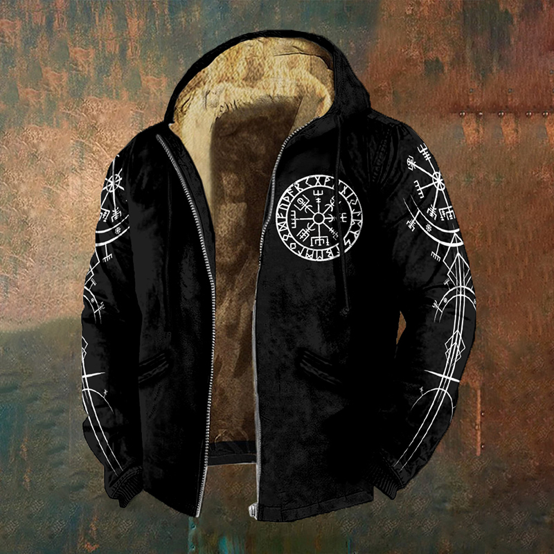 Men's Viking Compass Vegvisir Vintage Full Zip Hoodie  artssus