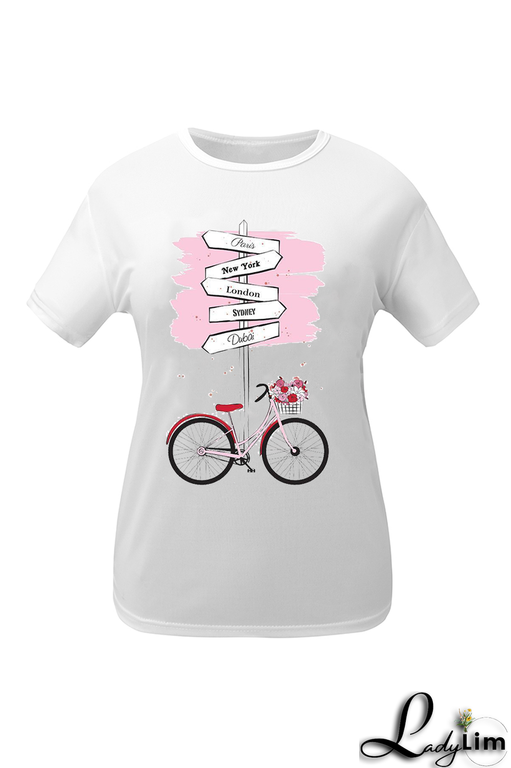 White Fashion Street Print Patchwork Letter O Neck T-Shirts