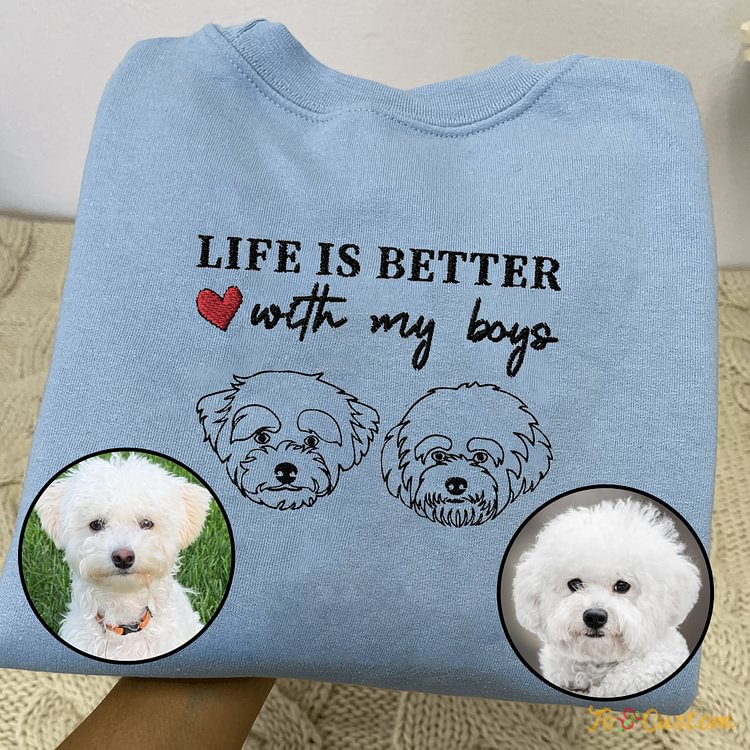TOSCUSTOM™ Custom Life is Better With My Boys or Girls Embroidered Bichon Hoodie