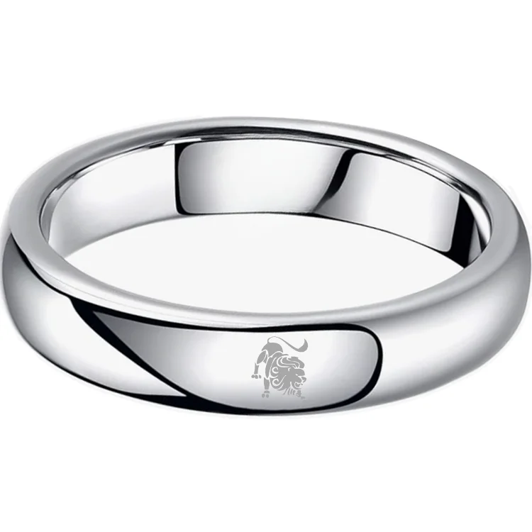 Womens Or Mens Leo Tungsten Carbide Wedding Rings Sliver Domed Top Couples Bands 4MM 6MM 8MM Width