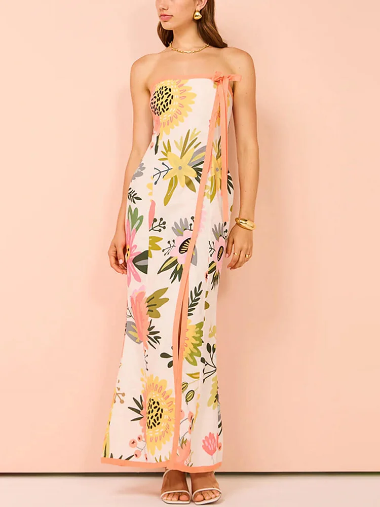 Summer Sexy Split Wrap Printed Dresses
