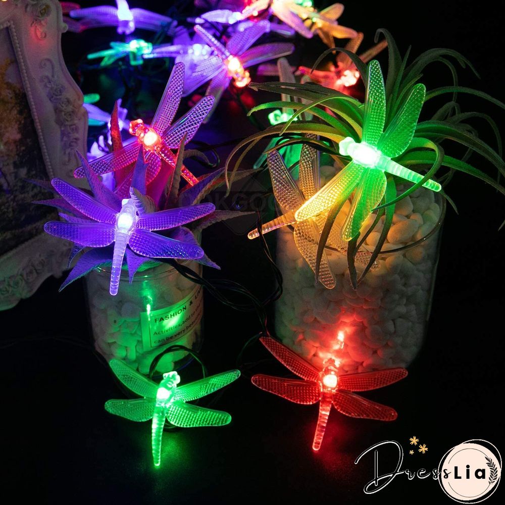 Color-Changing Solar Dragonfly String Lights