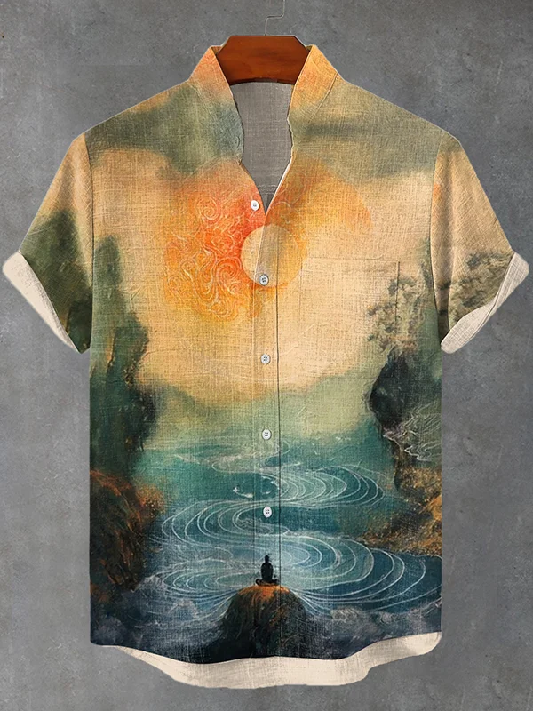 Men's Mysterious Yin Yang Natural Spiritual Anthropology Art Print Shirt