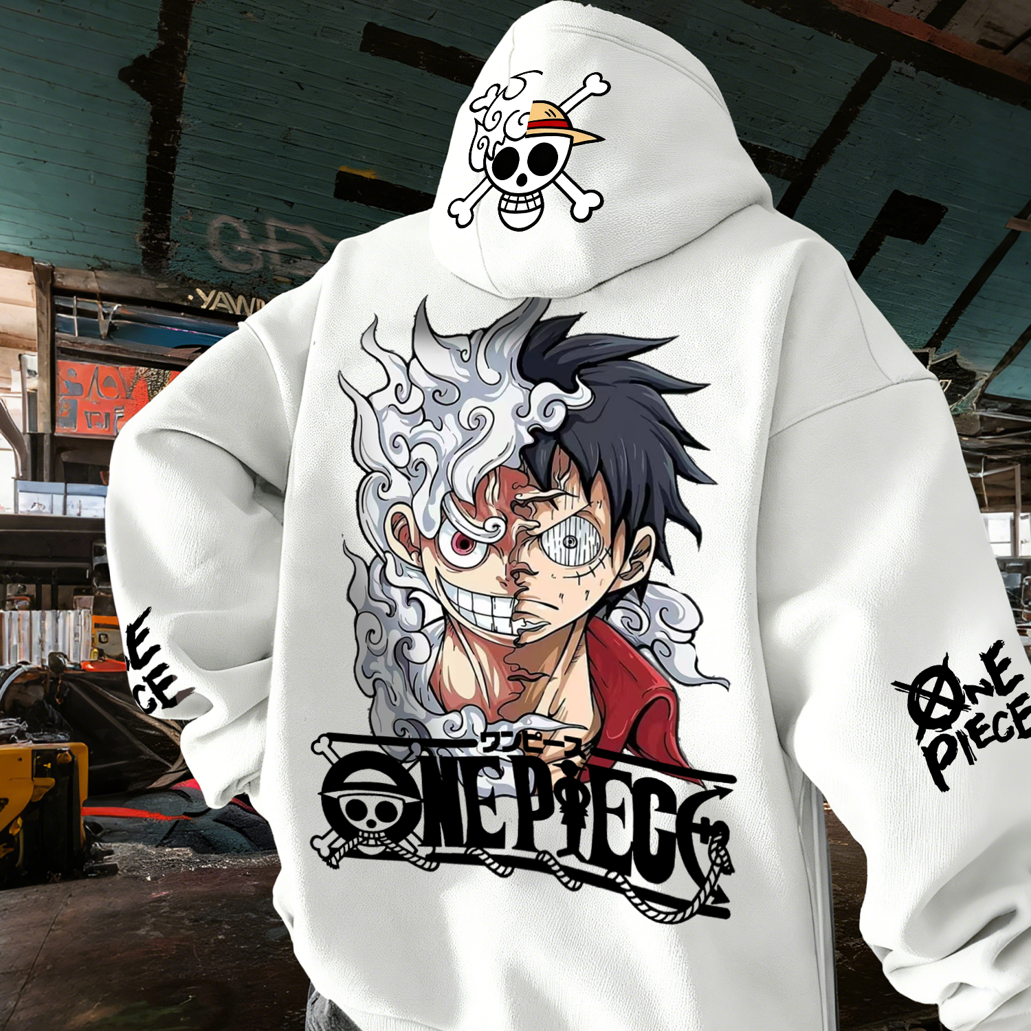  Anime-Inspired Hoodie with Vibrant Red Design and Japanese Characters