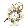 (US Only)Acrylic Special Shape Flower Bird Diamond Painting Clock Ornaments Kit