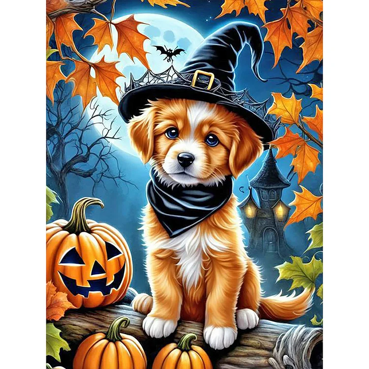 Full Round Diamond Painting - Halloween Cats And Dogs 30*40CM