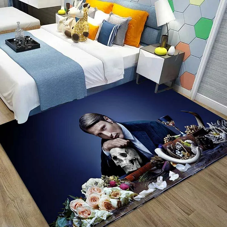 15 Sizes Thriller Movie Hannibal-Lecter Rug for Bedroom Living Room Carpets for Kitchen Floor Mat Home Decor Non-Slip Rug Gift