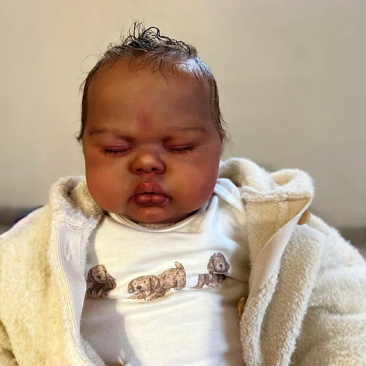 [New 2024] [Heartbeat & Sound] 20" Reborn Lifelike Asleep African American Baby Girl Daborn Reborn Doll, with Pacifier and Bottle