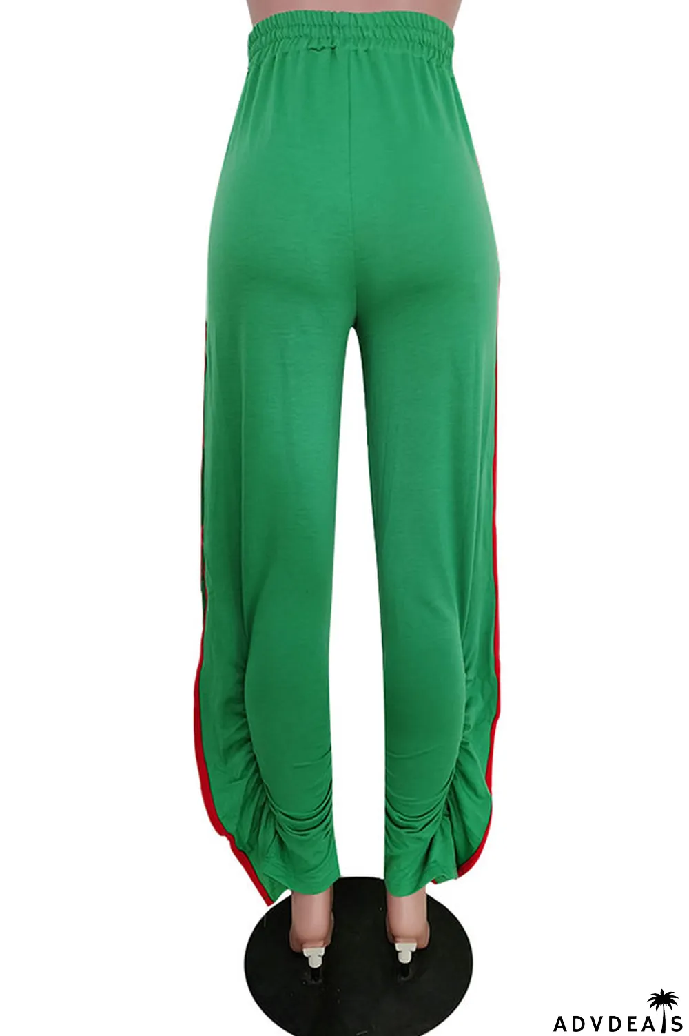 Grey Black Grey Blue Green Yellow Cotton Drawstring Sleeveless Mid Patchwork Solid Split Draped Straight Pants Bottoms