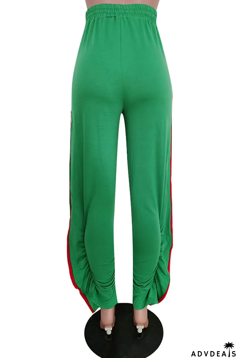 Grey Black Grey Blue Green Yellow Cotton Drawstring Sleeveless Mid Patchwork Solid Split Draped Straight Pants Bottoms