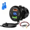 12-24V Car Charger Socket with Switch & Voltmeter Waterproof Cigarette Outlet Replacement Motorcycle USB Charger Suitable for Boat Golf Cart RV Motorcycle Truck
