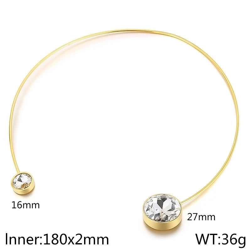 Stainless Steel 18K Gold Plated Elegant Minimalist Geometric Zircon Choker