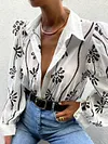 Fashhion Embroidered Lapel Collar Buttoned Blouses&Shirts Tops