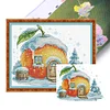 (Multi Style)Cabin-Partial Embroidery 2 Strands 14CT Stamped Cross Stitch-22*22CM