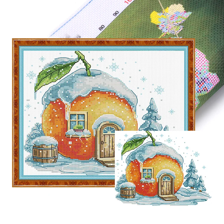 【Joy Sunday Brand】Orange Hut (26*21cm) 14CT Stamped Cross Stitch gbfke
